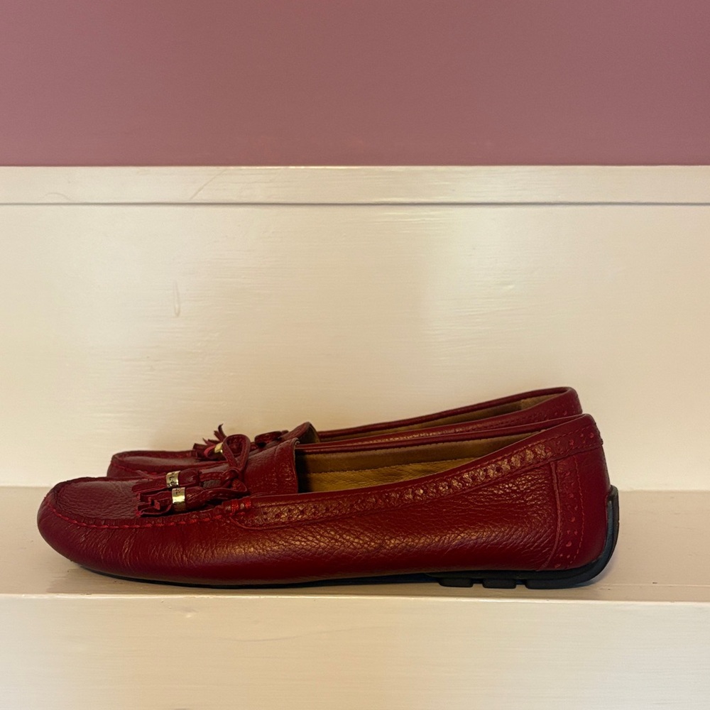 Lauren Ralph Lauren Cassady Brick Red Leather Driving Mocs 8